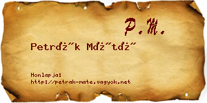 Petrák Máté névjegykártya